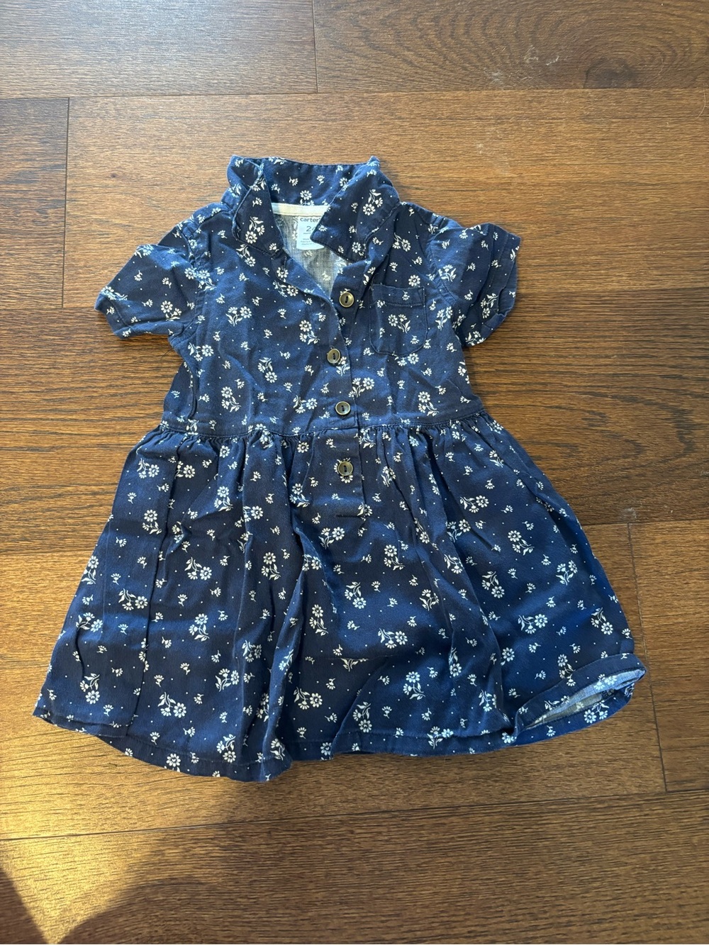 24 Month Girls' Navy Floral Button-Front Dress